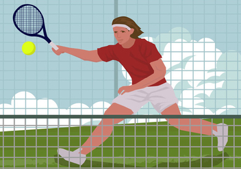 Man Playing Tennis Illustration - Kostenloses vector #413573